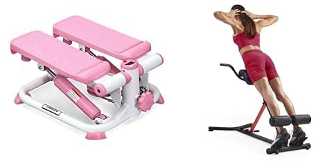 Sunny Health and Fitness Exercise Stepping Machine, Portable Mini Stair Stepper + Unisex's Station-SF-BH620062 Hyperextension Roman Chair with Dip Station