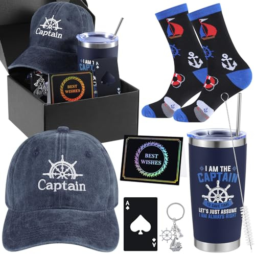 Boating Captains Gifts for Men, Cool Gifts for Boat Owners 20 oz Stainless Steel Tumbler Boating Captains Cap Bottle Opener Chirstmas Father's Day Sailing Nautical Presents for Boaters Dad Husband