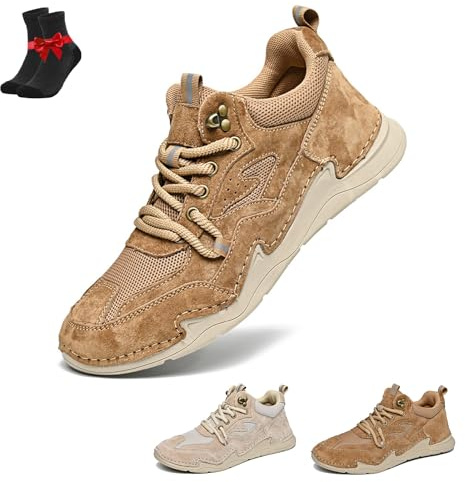 Herr Retro Mocka Promenadskor Snörning Casual Sneakers, Halkfria Sneakers, Fritidsskor, Med Fotvalvsstöd(Brown,40 EU)