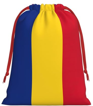 Ultra soft velvet fabric Flag of Romania Print Christmas drawstring gifts Bag,Multipurpose present bags