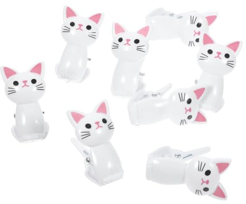 Healifty Clips De Sac Chat Mignons Lot De 8 Clips De Scellage Réutilisables Pour Sachets Alimentaires Polyvalents Pour Cuisine Bureau Collations Et Rangement