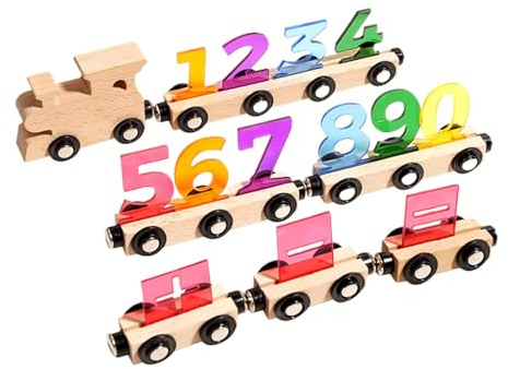 Generico Set Di Trenino Giocattolo,Numeri Magnetici In Legno,Set Di Trenino In Legno - per Bambine Compleanno Natale Capodanno Prescolare