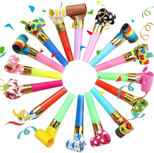 30 Pcs Party Blowers, Whistles, Party Poppers