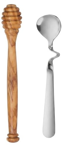 Honey Spoon, Honey Sticks and Dippers Set with Stirring Spatula, Natural Wooden Honey Dipping Utensils for Tea and Beverages.