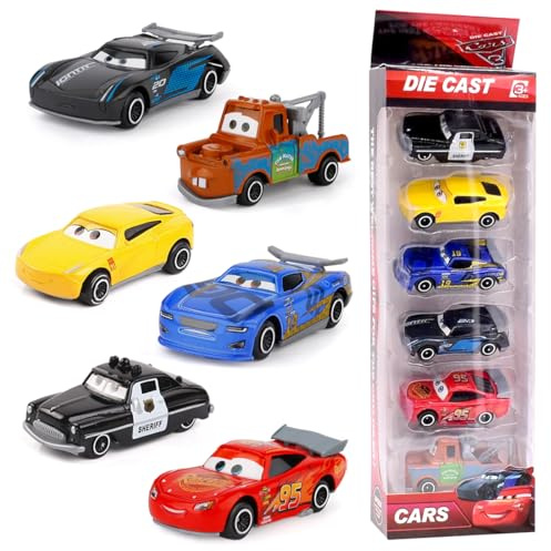 LAKIND Spielzeugauto Set, 6 Pack Kinderidee Spielfahrzeuge Toy Cars Autos, Lightning Spielzeugauto Geschenk für Kinder ab 3 Jahre