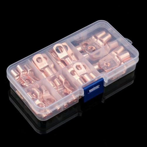 Opatiny 60PCS Tinned Copper Ring Terminals Crimp Connectors Kit for Battery Welding Cable Lugs SC6-SC25 Assorted Sizes with Storage Box