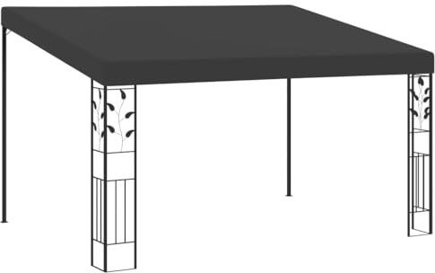 Fisinber Wandpavillon 4x3m Anthrazit, Wandanbau-Pavillon aus pulverbeschichtetem Stahl und Polyester, Terrassenüberdachung für Garten und Terrasse, Anbaupavillon 4 x 3 x 2,5 m