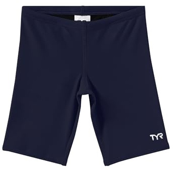 TYR Sport Boys' Solid Swim Jammers - Youth Swim Suit for Training and Recreation - Designed for Comfortable, Long-Lasting Durability Navy