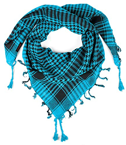 LOVARZI Keffieh Turquoise Noir - Foulard Palestinien Coton