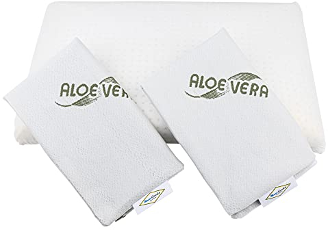 MaxxGoods orthopädisches Kissen, Nackenstützkissen aus Visco Gelschaum mit Aloe Vera Schutzbezug & Innenbezug aus 100% Baumwolle - Kopfkissen, Kissen für Seitenschläfer (42cm x 70cm x 15cm)