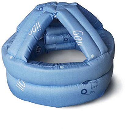 MHOYI Schutzhelm, Verdicken Sie die älteren Schutzhut Anti-Fall-Kopfschutz Ohr Stoßstange Hut nach Hause atmungsaktive Baumwolle. Verstellbarer Kopfschutzhut mit Klettverschluss (Blau)