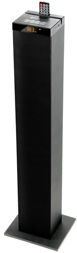 GOgroove Bluetooth Tower Speaker with Subwoofer Built in - Floorstanding Home Speaker with Powerful Bass and Dual Drivers, 120W Peak Power, MP3 3.5mm Aux, USB 2.0 Port Flash Drive, FM Radio (Single)
