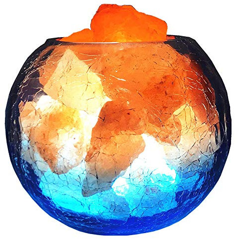 Pang Hu Lampada di Cristallo di Roccia di Cristallo, Lampada di Sale himalayana Rosa Naturale, con Interruttore dimmer e Bottiglia di Vetro per purificare l'aria, illuminare e Decorare