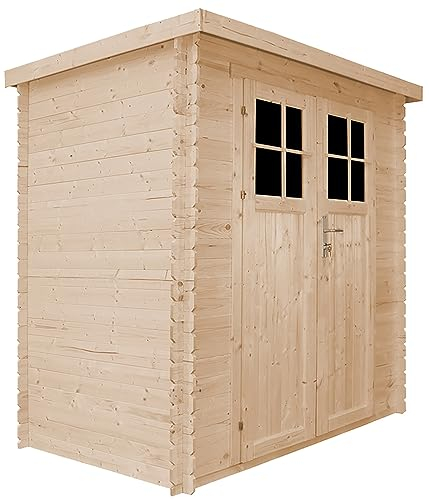 Holzhaus Gartenhaus - Gartenschuppen Holz mit Boden Imprägnierte B239xL142xH200 cm/ 2,63 m2 Lagerschuppen für Garten - Fahrrad Schuppen - Hochwertige abschließbare Tür - TIMBELA M310F+M310G