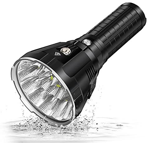 IMALENT MS18 Brightest LED Torch 100,000 Lumens, 18pcs Cree XHP70.2 LEDs, Rechargeable Powerful Flashlight Long Throw Up to 1KM with OLED Display, Best Lighting Tool for Hiking and Caving