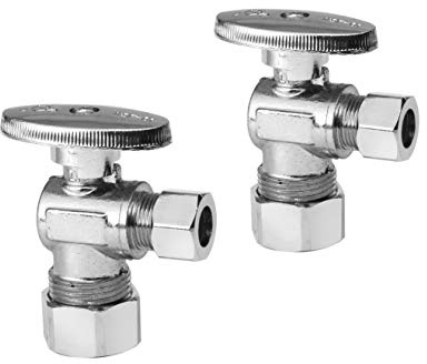 (Pack of 2) EFIELD Angle Stop Valve 1/2 Nominal (5/8 OD) Compression x 3/8 OD, 1/4-Turn,(VALVE116-2PCS)