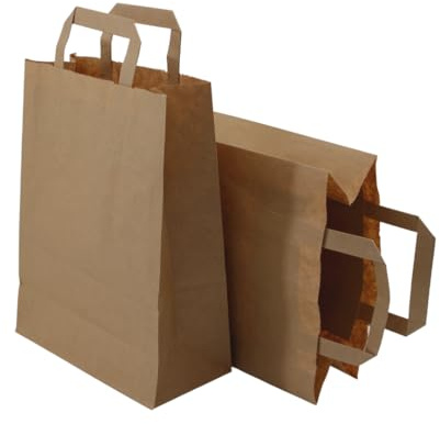 Enpack - 250 Papiertüten braun mit Henkel - Geschenktüten für kleine Geschenke 22+11x28 cm - Papiertragetaschen aus Kraftpapier - Braune Papiertüten - Papier Geschenktaschen zum befüllen