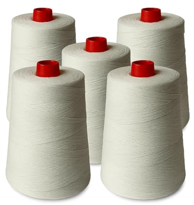 Vrysac - Pack x5 Bobine di Filo di Poliestere per Cucitrici per Sacchi - 930m (1017 yd) - Nm 20/4-200 gr. - Filo Poliestere ad Alta Resistenza per Cuciture - per Cucire Rafia, Carta o Juta