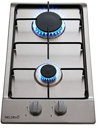 Plaque de cuisson gaz domino 2 foyers Inox – 4000 Watts – Encastrable 30×52 cm – Gaz bouteille – BELDEKO