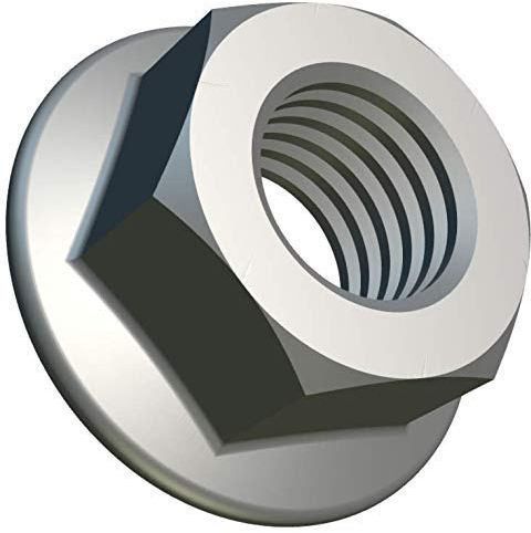 M16 Écrous à Bride Embrase Dentelée (Paquet de 5) Hex Zingué Contre-écrou pour Boulons/Vis - Hexagonaux Écrou de Fixation en Acier Allié Norme Certifiée DIN 6923 (16mm)