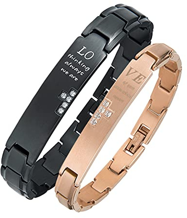 Wolentty Couples Distance Bracelets Love Matching Bracelets Gift for Valentines Day (Matching Set (His & Hers))