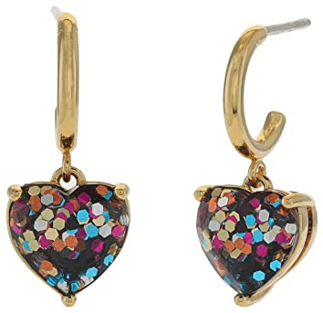 Kate Spade New York Glitter Heart Huggies, Multi Glitter