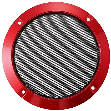 X AUTOHAUX Auto Metall Audio Lautsprecher Grill Abdeckung Netz Tieftöner Grille rot 5 Zoll