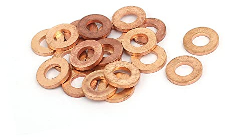 A ABSOPRO Cuivre Rondelle 6mm x 12mm x 1.5mm Plat Anneau Joint étanchéité (Ensemble de 20)