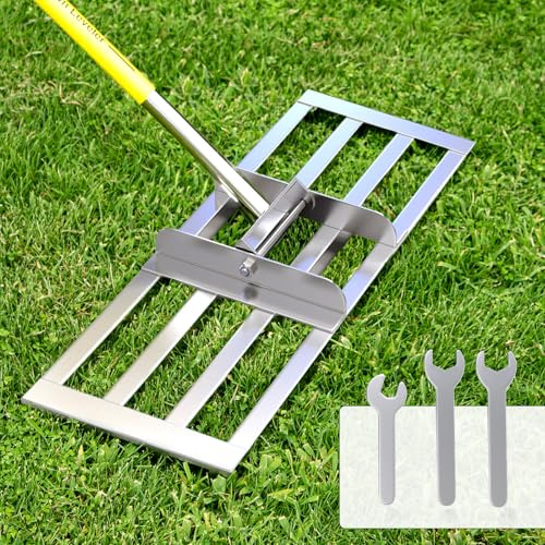 Lawn Leveling Rake, 30 x 10 inch Lawn Leveler Rake with Adjustable Stainless Steel Handle, Lawn Level Tool for Soil with Handle for Yard, Garden, Golf Leveling, 6.5FT