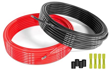 THUN-CT 10AWG 5,26mm² Fil Électrique Silicone Noir/Rouge, 2 x 12m | Fil silicone souple multibrin en cuivre étamé pour batteries RC, véhicules, électronique et câblage basse tension