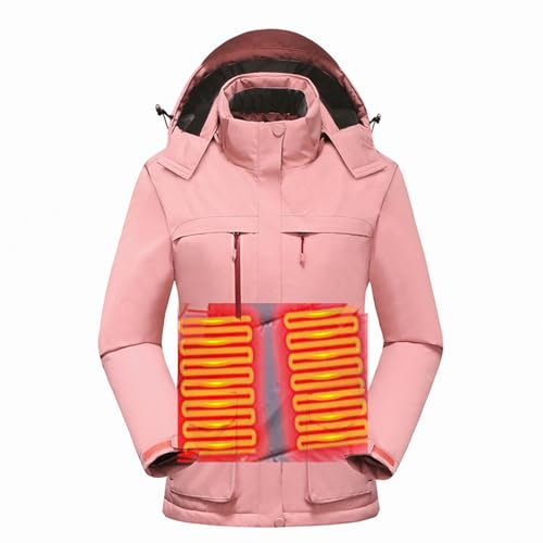 Beheizbare Jacke Damen Elektrische Beheizte Jacke mit 3 Einstellbar Temperatur Warme Jacke USB Heizjacke Funktionsjacke Winddicht Outdoorjacke für Outdoor Motorrad Wandern Skifahren Jagd Camping