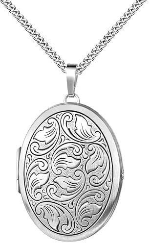 JEVELION Medaillon Silber groß Amulett für 2 Bilder zum Öffnen für Damen mit Halskette und Schmuck-Etui