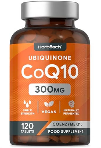 CoQ10 Supplement 300mg | High Strength Ubiquinone Coenzyme Q10 | Naturally Fermented | 120 Vegan Tablets | Supplement for Men & Women | by Horbaach