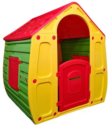 1.09m Yellow & Red Indoor Outdoor Plastic Wendy House Magical Playhouse, Outdoor and Sports, 102 x 90 x 109 cm