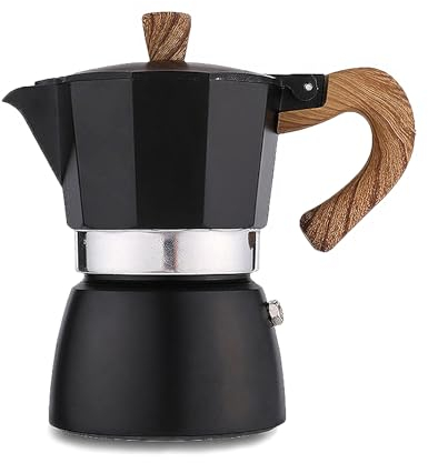 Retoteng Stovetop Coffee Maker, Espresso Maker 3 Cup Aluminum Moka Pot, Small 5oz Coffee Maker, Manual Cuban Coffee Percolator Machine Italian Espresso Coffee Pot for Cappuccino Lattes (Black)