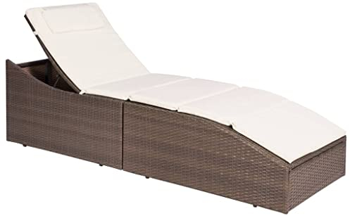 KTHLBRH Sonnenstuhl Strandliege Gartenliege Outdoor-Liege Sonnenliege mit Polsterauflage Poly Rattan Braun für Gärten, Pools, Terrassen