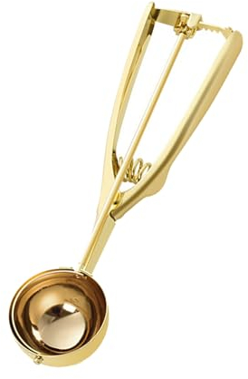 ZYHUI Ice Cream Scoop 304 Stainless Steel Cookie Scoops for Baking Melon Baller with Easy Trigger 3 Sizes (Gold, L)