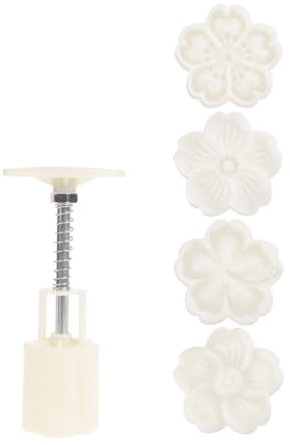 Cute Hibiscus Shaped Plastic Mooncake Stamps Mooncake Moulds Baking Accessories Mooncake Tools for Mid-Autumn Festival,Resin Tray