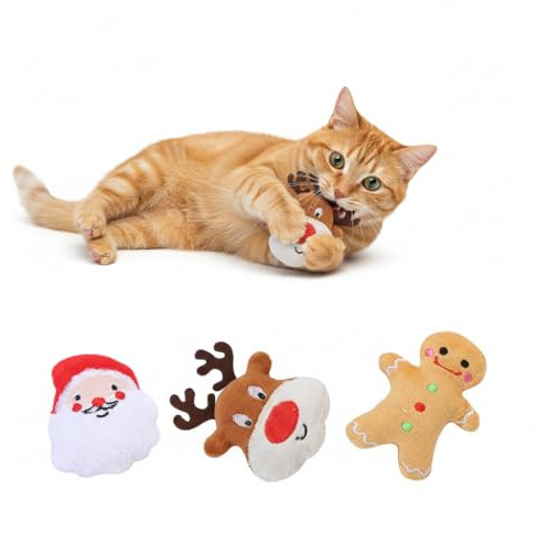 Supvox 3stücke Teiliges Weihnachtsspielzeug Für Haustiere Kauspielzeug Mit Katzenminze Interaktiv Und Zahnschonend Für Hunde Und Katzen Zufällige Designs