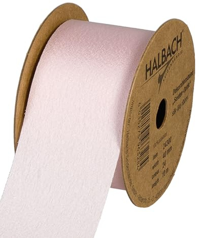 Halbach Seidenbänder Geschenkband Seiden-Optik (vegan) | Breite 40mm Länge 10m | Schleifenband mit dezentem Seidenglanz | Für festliche Anlässe | Farbe: hellrosa