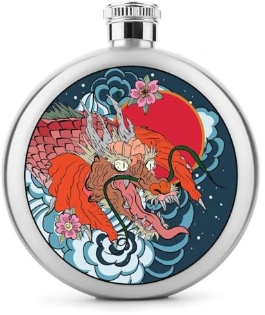 Flacon De Hanche En Acier Inoxydable Dragon Flasque À Alcool Bouteille De Whisky De Poche Pour Vodka Rum 9x9cm