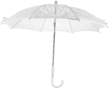 COLLBATH Spitzenschirm Aus Robustem Material Weiß Elegant Für Hochzeit Und Fotos Leicht Kinder