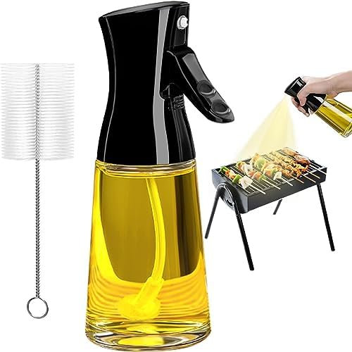 Showvigor Ölsprüher für speiseöl, 180ml Glas Öl Sprühflasche mit Pinsel, Oil Sprayer, Dickes Glas, Große Reichweite, Starke Sprühkraft, Küche