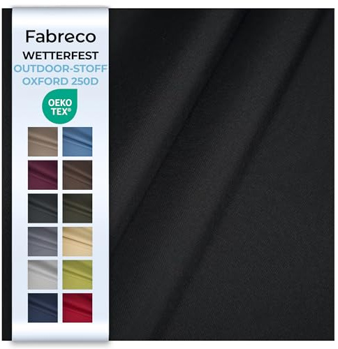 Fabreco – Wasserabweisender Oxford 250D Polyester Stoff Meterware 100x160cm | Vielseitiger Outdoorstoff für Gartenmöbel, Zelte & Sonnenschutz | Leicht, robust & pflegeleicht, Schwarz