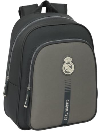 Safta Real MADRID 3:e UTRUSTNING 24/25 - Skolryggsäck för barn, perfekt för barn i olika åldrar, bekväm och mångsidig, kvalitet och styrka, 27 x 10 x 33 cm, Grå, M, Avslappnad