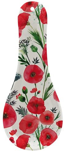 The Leonardo Collection Finola Stack Poppy Spoon Rest | Durable Spoon Rest Kitchen for Spoons | Tea Spoon Holder for Kicthen & Home | Ideal Utensils Holder & Teaspoon Rest Gift for Women & Men