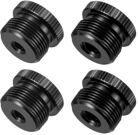 sourcing map Mikrofonständer-Adapter, 5/8-Zoll-Stecker auf 1/4-Zoll-Buchse, 5/8-Zoll-Stecker auf 3/8-Zoll-Buchse, Aluminiumlegierung, Mikrofon-Schraubadapter für Mikrofonstativ, schwarz, 4 Stück