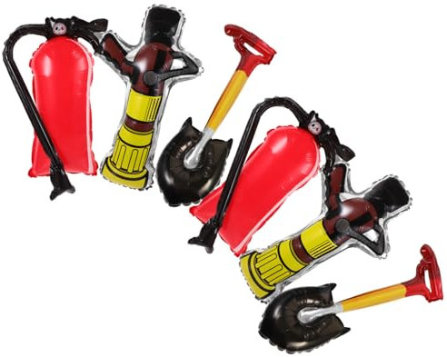 SEWOART Aufblasbare Feuerwehr Party Ballons Aus Aluminiumfolie Reißfest Verschleißfest Feuerwehrlöscher Feuerspaten Deko Für Geburtstag Feier