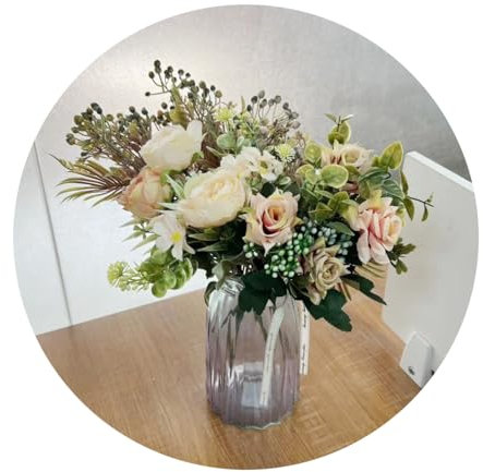 GRSTREE Artificial Flowers for Decoration 4 Bunches Realistic Peony Rose Silk Flowers For Home Decoration Indoor Wedding Party Artificial Plants Outdoor Well Mix Matched Faux Bouquet Pink