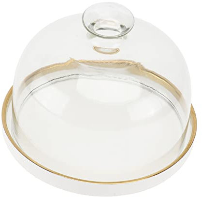KICHOUSE 1 Satz Glasabdeckung Mit Tablett Kuchen Glocke Wursttablett Luftdicht Tabletts Kuchenträger Kuchenplatte Mit Deckel Kuchenplatte Mit Kuppel Bedeckt Kuchenabdeckungen Keramik Weiß